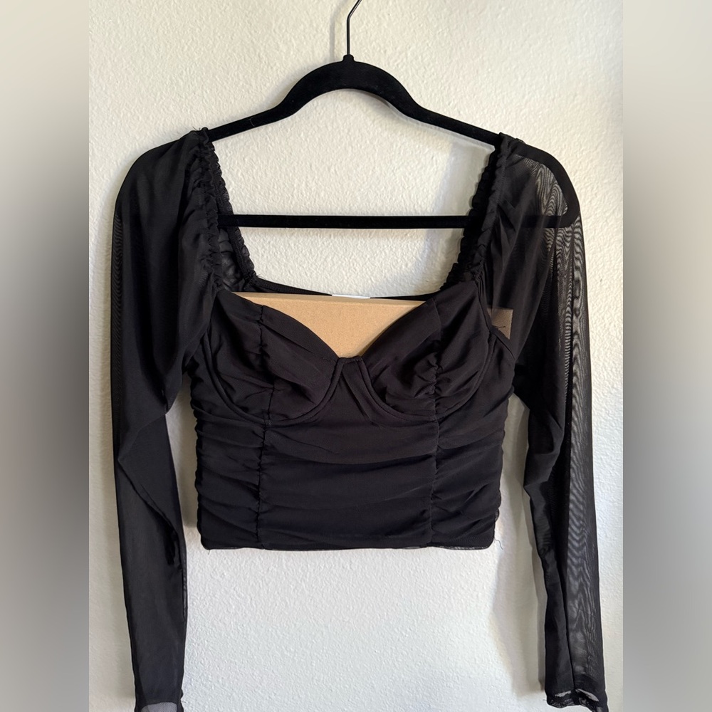 Rue21 Black Long Sleeve Mesh Top